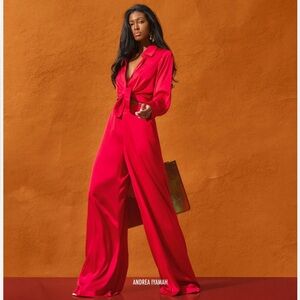 Andrea Iyamah Vibrant Red Wide-Leg pant , nwt